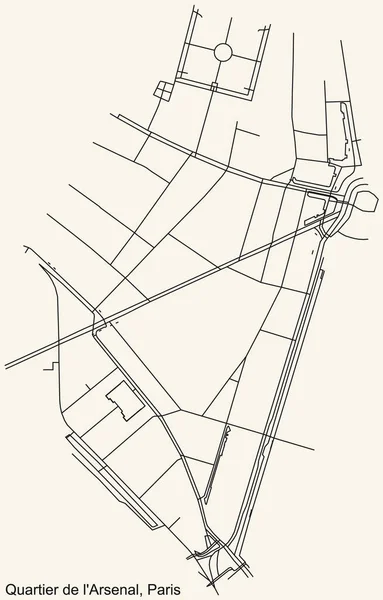 Detailed Navigation Black Lines Urban Street Roads Map Arsenal Quarter — Stockvektor