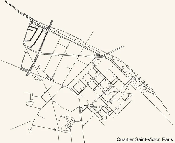 Detailed Navigation Black Lines Urban Street Roads Map Quartier Saint — Stockvektor