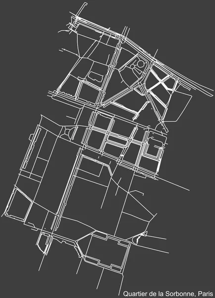 Detailed Negative Navigation White Lines Urban Street Roads Map Sorbonne — Stockvektor