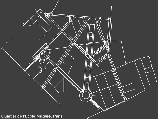 Подробная Негативная Навигация Белые Линии Городских Улиц Карта Cole Militaire — стоковый вектор