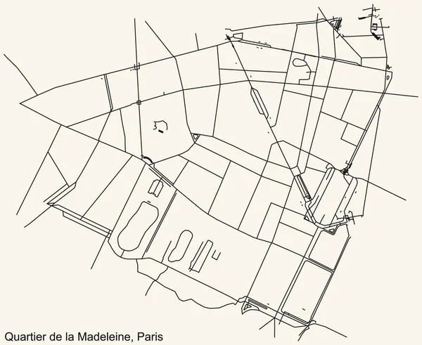 Fransa 'nın başkenti Paris' in LA MADELEINE QuARTER 'inin şehir içi kara yol haritası klasik bej arka planda.