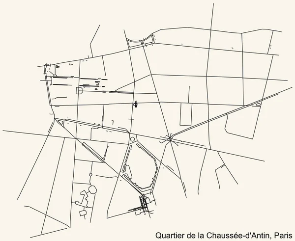 Detailed Navigation Black Lines Urban Street Roads Map Chausse Antin — Stockvektor