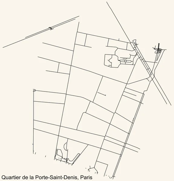 Detailed Navigation Black Lines Urban Street Roads Map Porte Saint — Stockvektor