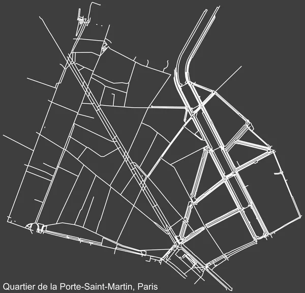 Detailed Negative Navigation White Lines Urban Street Roads Map Porte — Stockvektor