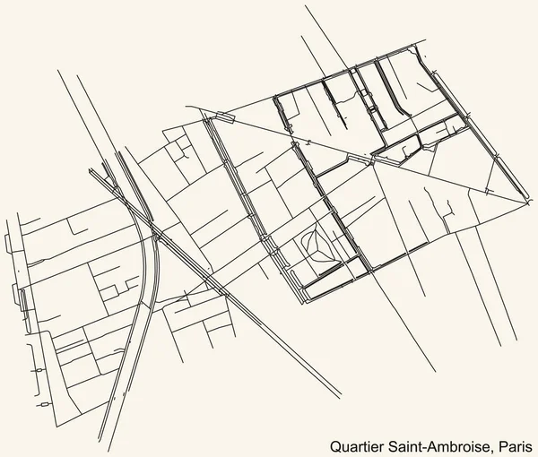 Detailed Navigation Black Lines Urban Street Roads Map Saint Ambroise — Stockvektor