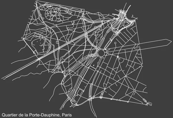 Detailed Negative Navigation White Lines Urban Street Roads Map Porte — Stockový vektor