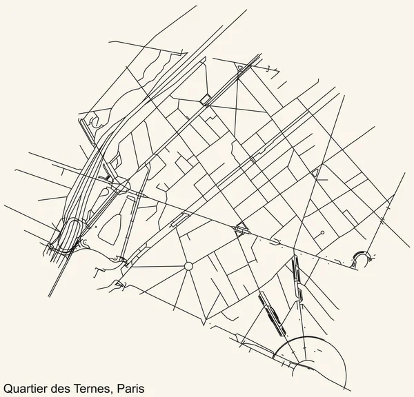 Fransa 'nın başkenti Paris' in LES TERNES QuARTER bölgesinin klasik bej arka planda yer alan şehir haritası.