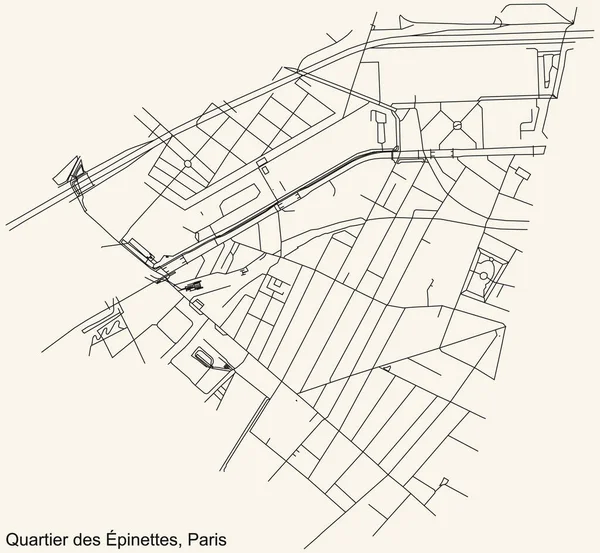 Detailed Navigation Black Lines Urban Street Roads Map Pinettes Quarter — Stockvektor