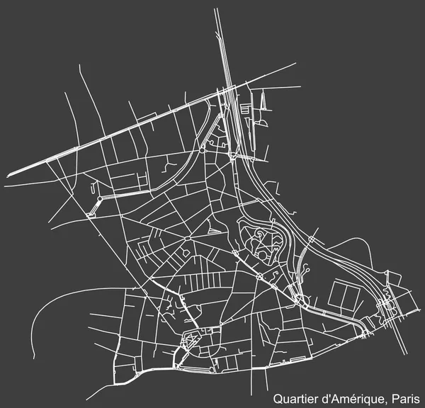 Detailed Negative Navigation White Lines Urban Street Roads Map Amrique — Stockový vektor