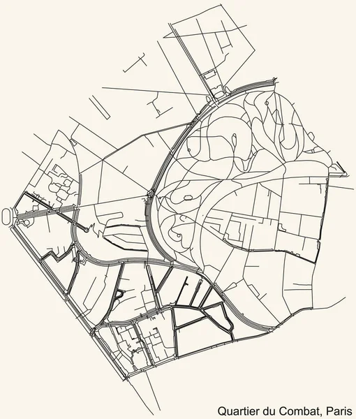 Detailed Navigation Black Lines Urban Street Roads Map Combat Quarter — Stockvektor