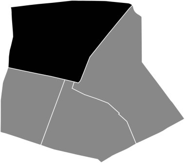 10. bölge (de l 'Entrept), Paris, Fransa' nın gri yönetim haritası içinde SAINT-VINCENT-DE-PAUL çeyreğinin siyah düz çizilmiş konum haritası