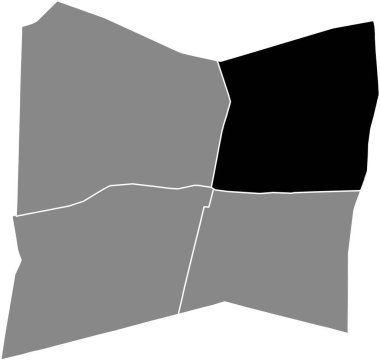 ROCHECHOUART Çeyreği 'nin siyah düz çizilmiş konum haritası 9. Bölge' nin gri idari haritası (de l 'Opra), Paris, Fransa