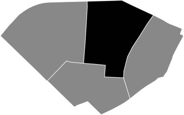 LES INVALIDES Çeyreği 'nin siyah düz çizilmiş konum haritası 7. arrondissement' in gri idari haritası (u Palais-Bourbon), Paris, Fransa