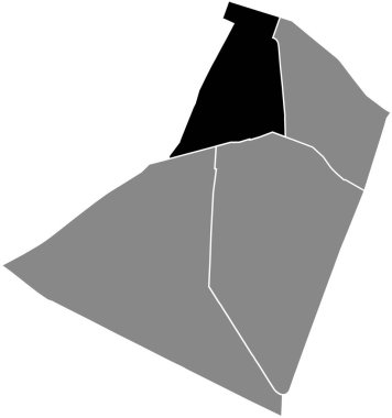 SAINT-GERMAIN-DES-PRS Çeyreği 'nin altı çizili siyah düz konum haritası, gri yönetim haritası (du Lüksemburg), Paris, Fransa