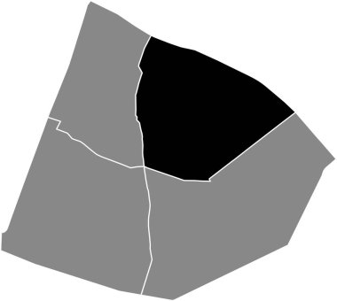 SAINT-VICTOR QuARTER 'ın siyah düz çizilmiş konum haritası gri yönetim haritası içinde 5. arrondissement (du Panthon), Paris, Fransa