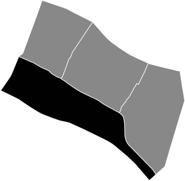 NOTRE-DAME QuARTER 'ın siyah düz çizilmiş konum haritası 4. Bölge' nin gri idari haritası (de l 'Htel-de-Ville), Paris, Fransa