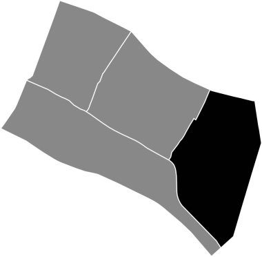 ARSENAL Çeyreği 'nin siyah düz çizilmiş konum haritası, 4. Bölge' nin gri idari haritası (de l 'Htel-de-Ville), Paris, Fransa