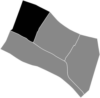 SAINT-MERRI Çeyreği 'nin siyah düz çizilmiş konum haritası 4. Bölge' nin gri idari haritası (de l 'Htel-de-Ville), Paris, Fransa