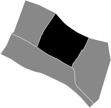 SAINT-GERVAIS QuARTER 'ın siyah düz çizilmiş konum haritası 4. Bölge' nin gri idari haritası (de l 'Htel-de-Ville), Paris, Fransa