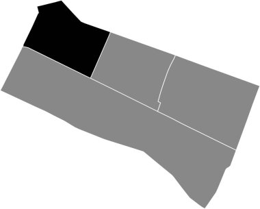 PLACE-VENDME QuARTER 'ın siyah düz çizilmiş konum haritası 1. arrondissement' in gri idari haritasında (Du Louvre), Paris, Fransa