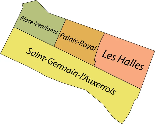 Pastel Flat Vector Administrative Map 1St Arondissement Louvre Paris France — Vettoriale Stock