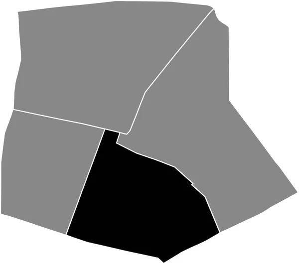 Black Flat Blank Highlighted Location Map Porte Saint Martin Quarter — Stockový vektor