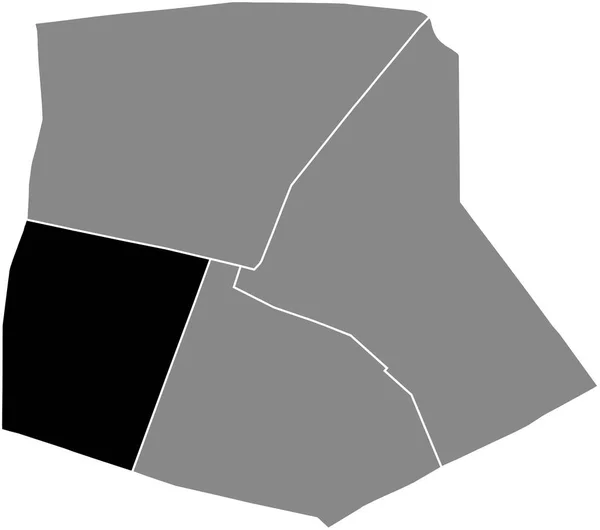 Black Flat Blank Highlighted Location Map Porte Saint Denis Quarter — Stock Vector