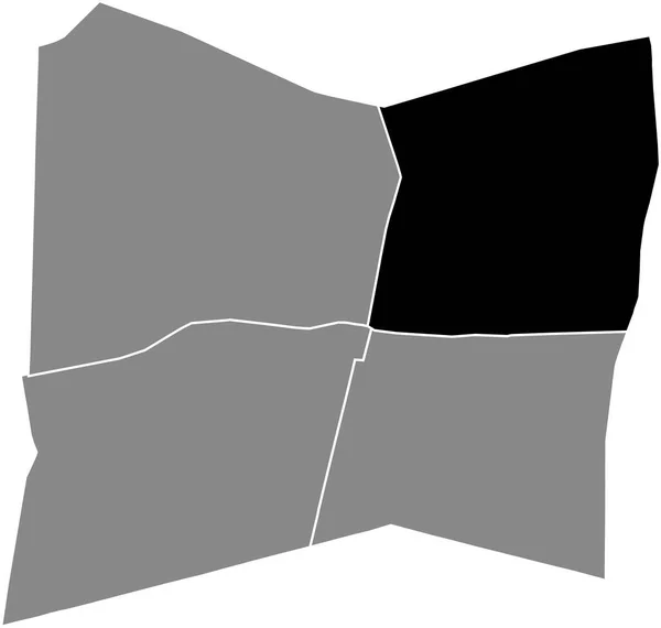 Svart Platt Blank Markerad Platskarta Över Rochechouart Quarter Inuti Grå — Stock vektor
