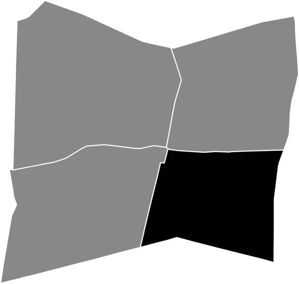 Black Flat Blank Highlighted Location Map Faubourg Montmartre Quarter Gray — Stockový vektor