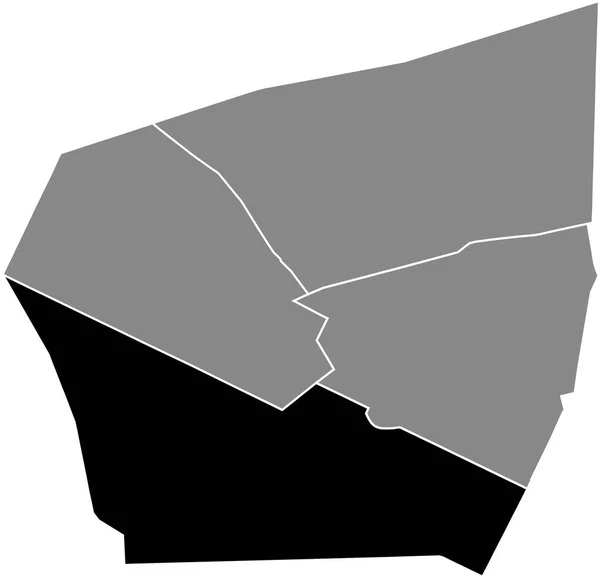 Black Flat Blank Mappa Dettagliata Del Trimestre Hamps Lyses All — Vettoriale Stock