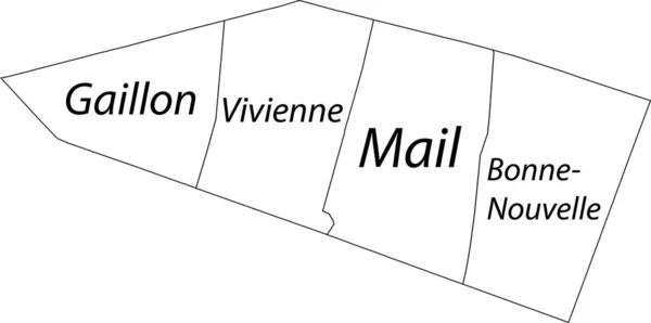 White Flat Vector Administrative Map 2Nd Arondissement Bourse Paris France —  Vetores de Stock