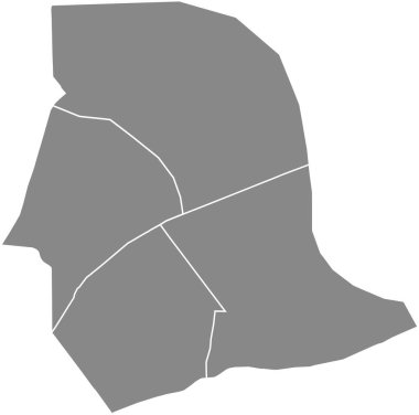 19. ARONDISSEMENT (DES BATES-CHAUMONT), PARIS, FRANCE 'ın gri düz boş vektör idari haritası