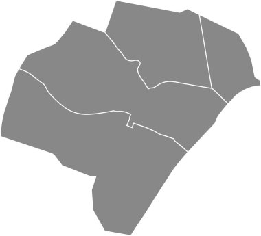 16th ARONDISSEMENT 'nin (DE PASSY) gri düz boş vektör idari haritası, PARIS, FRANCE