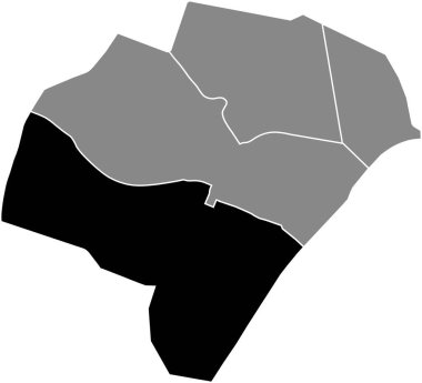 16. bölge (de Passy), Paris, Fransa 'nın gri yönetim haritası içinde AUTEUIL QuARTER' ın siyah, düz, boş konum haritası vurgulandı