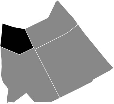 13. bölge (des Gobelins), Paris, Fransa 'nın gri yönetim haritasında CROULEBARBE QuARTER' ın siyah düz ve boş konum haritası vurgulandı
