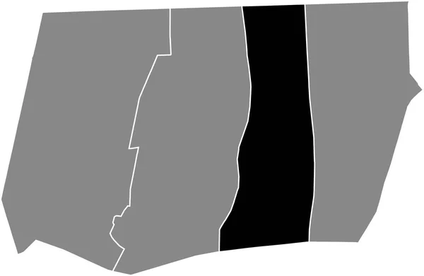 Černá Plochá Zvýrazněná Mapa Umístění Goutte Quarter Šedé Administrativní Mapě — Stockový vektor