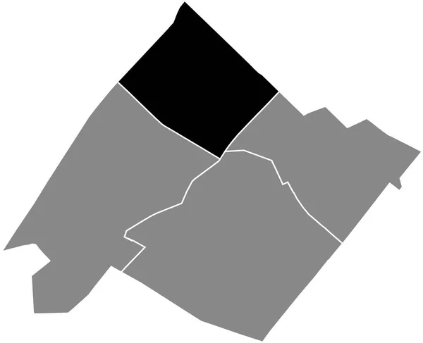 Preto Plano Branco Destaque Mapa Localização Grenelle Quarter Dentro Cinza — Vetor de Stock