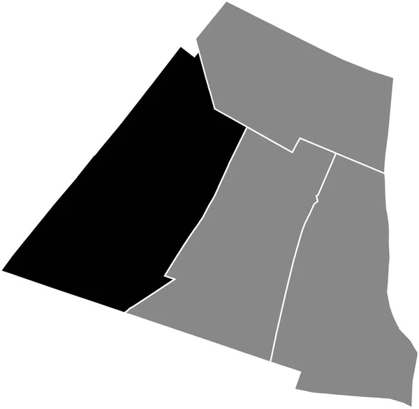 Black Flat Blank Highlighted Location Map Plaisance Quarter Gray Administrative — Stok Vektör
