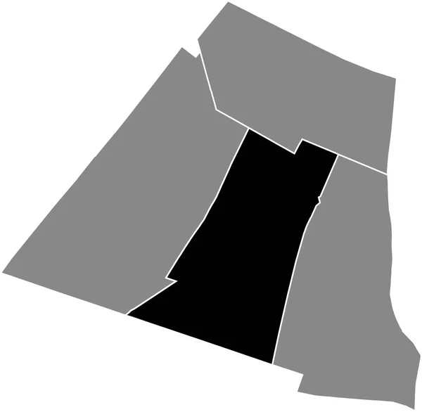 Black Flat Blank Highlighted Location Map Petit Montrouge Quarter Gray — Vetor de Stock