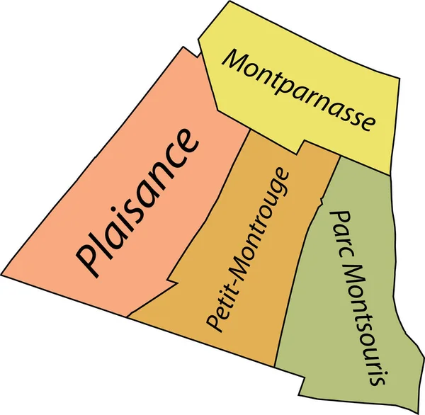 Pastel Flat Vector Administrative Map 14Th Arondissement Observatoire Paris France — Vettoriale Stock