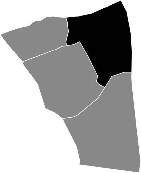 Black Flat Blank Highlighted Location Map Saint Fargeau Quarter Gray — Stock Vector