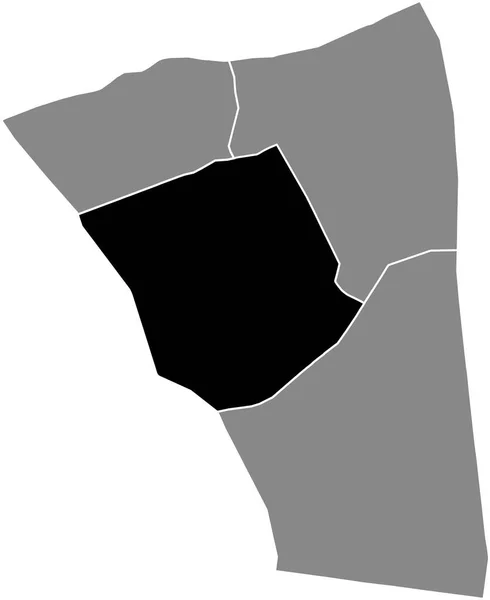 Black Flat Pre Lachaise Quarter Gray Administrative Map 20Th Arrondissement — 스톡 벡터