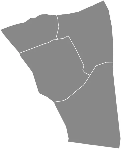 Gray Flat Blank Vector Administrative Map 20Th Arondissement Mnilmontant Paris — Vector de stoc
