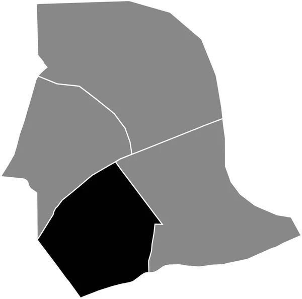 Чорна Плоска Чиста Пляма Виділила Карту Розташування Combat Quarter Всередині — стоковий вектор