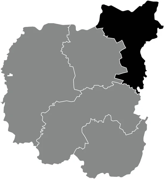 Black Flat Blank Highlighted Location Map Novhorod Siverskyi Raion Gray — Image vectorielle