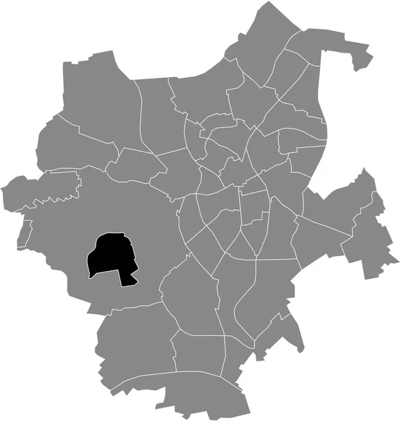 Black Flat Blank Highlighted Location Map Rheindahlen Mitte District Gray — Archivo Imágenes Vectoriales