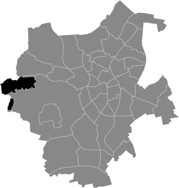 Black Flat Blank Highlighted Location Map Hauptquartier District Gray Administrative — стоковый вектор