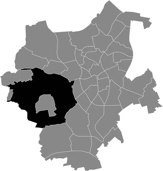 Black Flat Blank Highlighted Location Map Rheindahlen Land District Gray — Stok Vektör