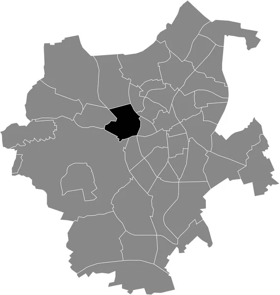 德国Mnchengladbach灰色行政地图内Holt District的黑色平面突出显示空白位置图 — 图库矢量图片
