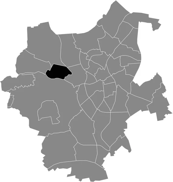 德国Mnchengladbach灰色行政地图内Hehn District的黑色平面醒目空白位置图 — 图库矢量图片
